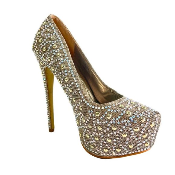 Silver Rhinestone Size 6.5 Thin High Heels Platform Stiletto Party Shoes Lasonia - Picture 10 of 15